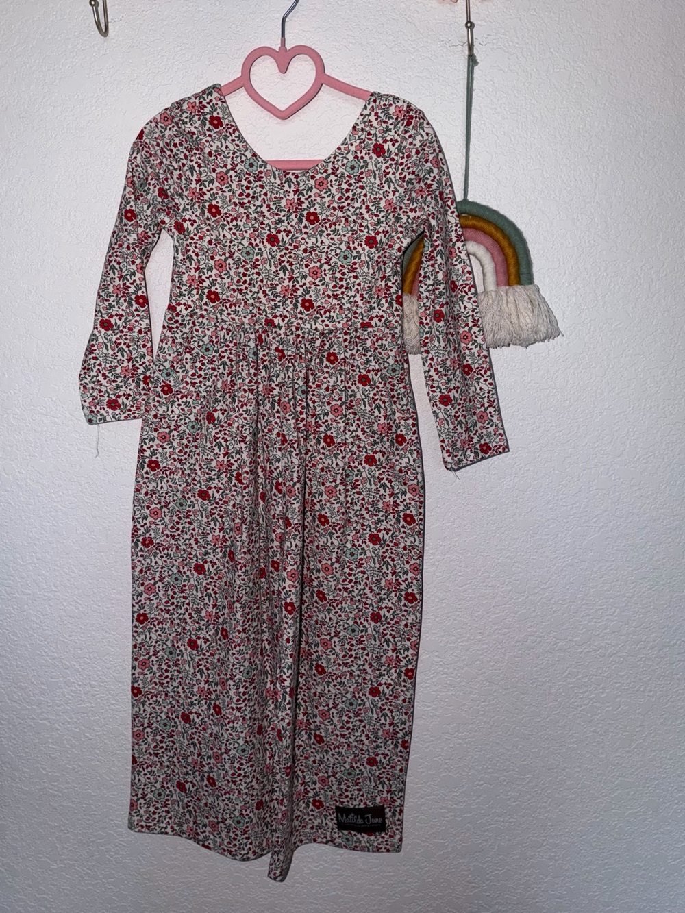 Matilda Jane White Floral Print Dress with Red and Pink Flowers